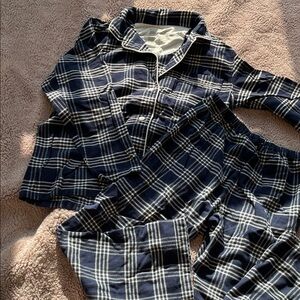 Muji Cotton Navy and White Plaid Pajama Set